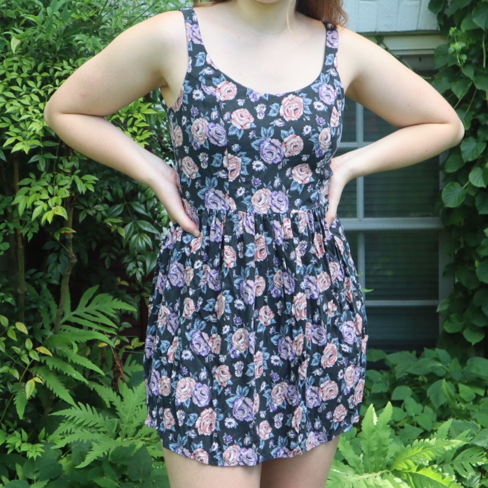 Blue floral dress with open back